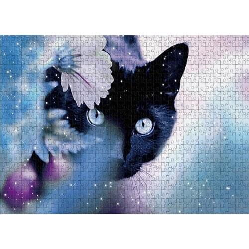 1000 Large Adult And Childrens Puzzle Festival Gift Virtual Black Cat Puzzle Game Educational Toys Home Wall Painting