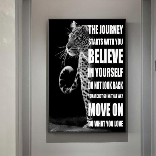 Black White Poster Animal Inspirings Quotes Better Success Canvas Picture for Home Decor Lion Leopard Wolf Posters and Prints