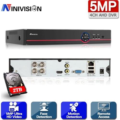 NINIVISION 4CH 5MP 6-in-1 AHD Digital Video Recorder 2560*1920P Super HD DVR ONVIF USB 3G WIFI Motion Detection H265 Cloud P2P