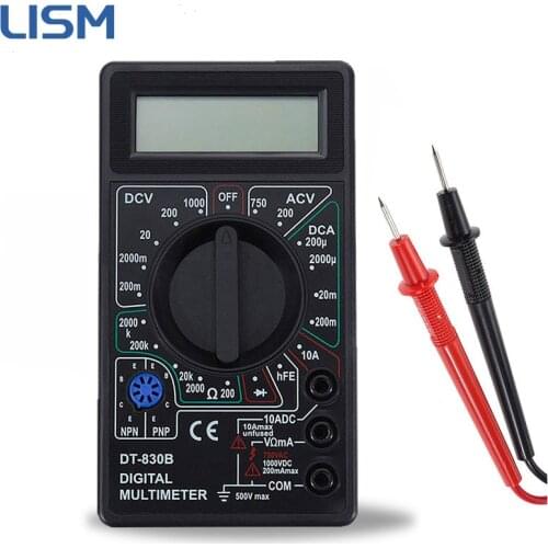LCD Digital Multimeter Ammeter Voltmeter AC/DC 750/1000V Digital Mini Handheld Multimeter Leads Ohm Tester Meter With Probe