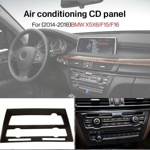 Carbon Fiber Decor Trim Car AC Panel Trim Cover Black Stickers Car CD Console Trim Cover Car Accessories Car Interior