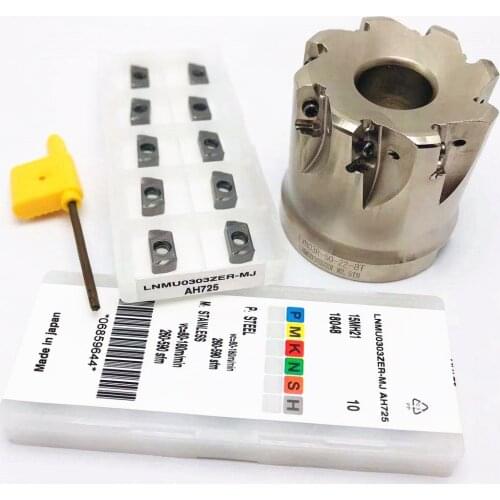 EXN03R fast feed 35mm 40mm 50mm 63mm 80mm milling cutter head LNMU0303ZER-MJ AH725 AH130 fast feed milling cutter insert EXN03