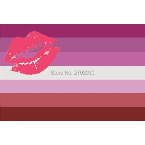 Homosexual Rainbow Gay Lesbian Parade Stripe Kiss Llip Print Flag 150X90CM 3X5FT Banner 100D Polyester grommets Custom