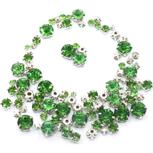 Hot sale strass 100pcs/pack Mixed size Royal blue glass crystal sliver base sew on rhinestones diy clothing accessories