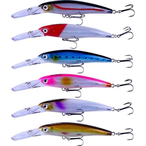 Hengjia 6pcs 17cm 30g Deep Diving Lure Set Sea Fishing Bait Artificial Wobblers Crankbait for Bass Pike