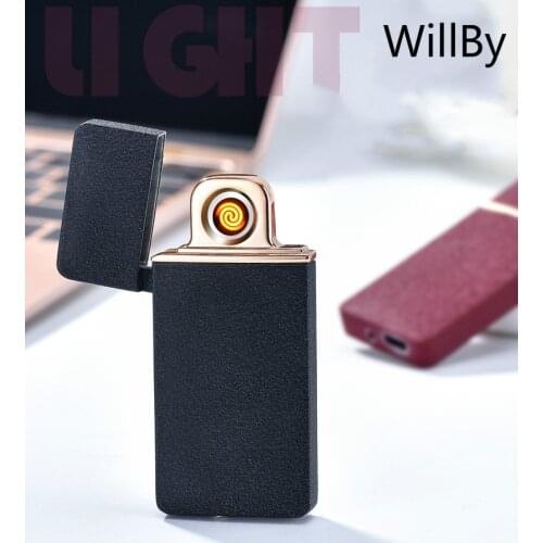 Creative Grind Arenaceous Metal Double-sided Cigarette Lighter USB Rechargeable Lighter