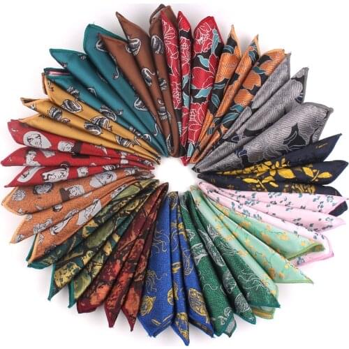 Fashion Floral Pocket Square For Men Women Chest Towel Hanky Gentlemen Hankies Mens Suits Handkerchief Cartoon Pocket Towel