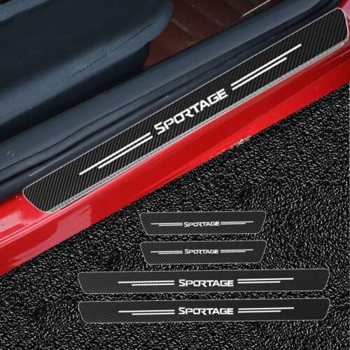 Mutips 4pcs Carbon Fiber GT Car Door Sill Threshold Sticker Trim Cover Strip Accessories Exterior Decoration For Kia Sportage