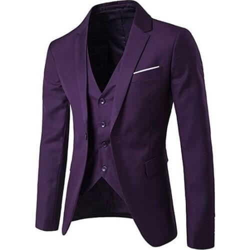 Tailored Made Purple Suit Men Groom Wedding Suits Slim Fit 3 Piece Tuxedo Prom Custom Blazer Terno Masuclino Jacket+Pant+Vest