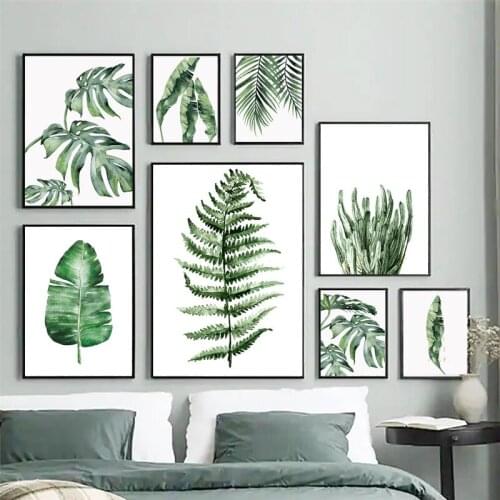 Green Style Plant Watercolor Leaf Wall Art Canvas Painting Nordic Posters And Prints Decoration Pictures Modern Home Decoration