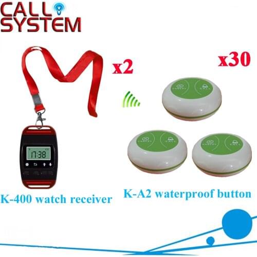 Table Call Number System New Arrival 433.92MHZ Restaurant Pager Watch With Button CE Passed(2 watch+30 call button)
