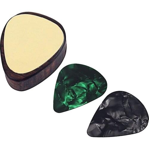 Personalized Rose Wood Guitar Pick Plectrum Case Box Musical Instrument Part