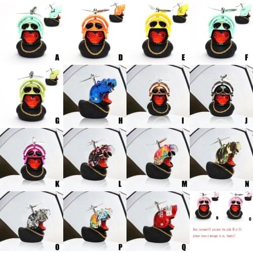 Helmet Broken Wind Wave Small Yellow Duck car Interior Breaking Duck Car Ornament Cycling Decoration(Without Lights)