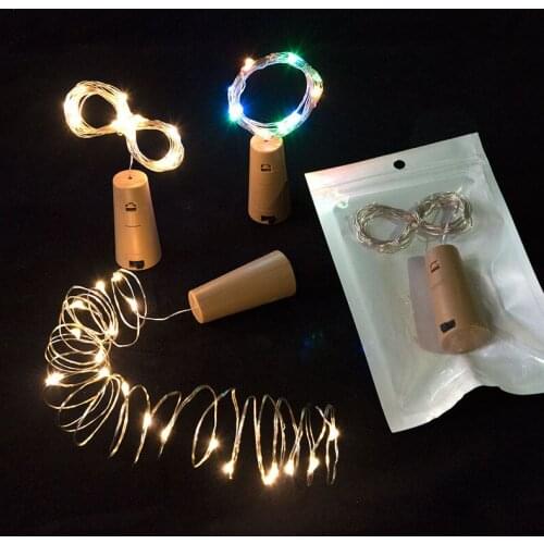 Wine Bottle Cork Fairy Lights Bottle LED String 2M 20 Leds Silver Wire String Light Battery Powered Christmas Wedding Decoration