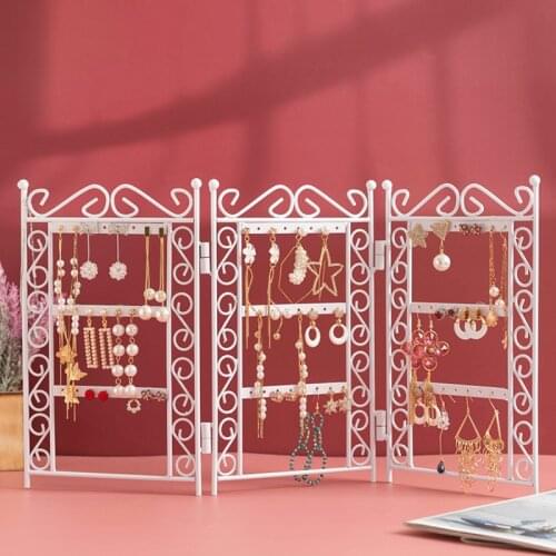 3pcs/Set Metal Stud Earring Display Rack 72 Hole Foldable Screen Dangle Earrings Jewelry Storage Organizer Stand Holder Racks
