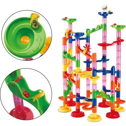 105PCS DIY Marble Run Toys Maze Balls Track Building Blocks Construction Toys 3 Years Kids Educational Pipe Game For Children