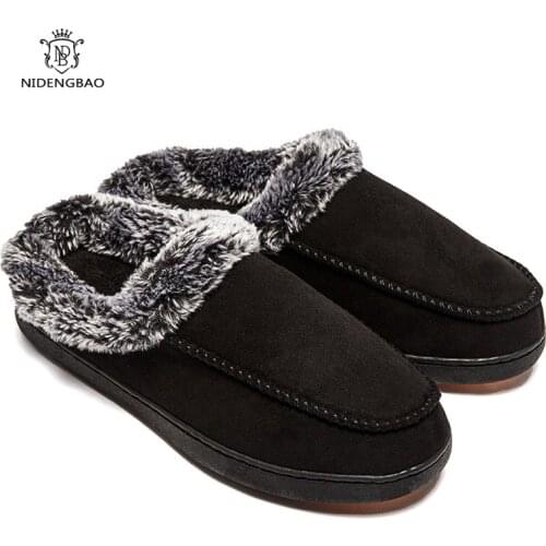 Fotwear Winter Plush Men Slippers Big Size 48 47 Indoor Mens Mules Shoes Unisex Bedroom Slides Comfort Male Slipper Warm Fur