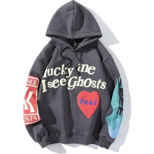 ZuoLunOuBa Winter Fashion Women Plus Velvet Hoody Graffiti Letter Print Lucky Me Lsee Ghosts Sweatshirt Female Loose Pullover