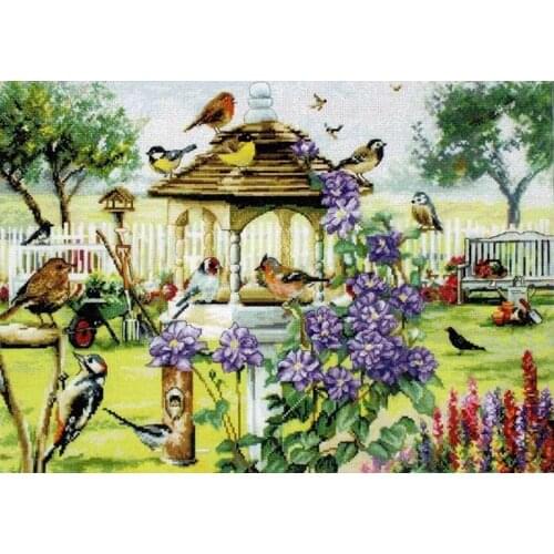 Top Manufacturer Needlepoint Bird Table Machine Embroidery Cross Designs with 100% Cotton Flosses & Free Shipping for Home Decor