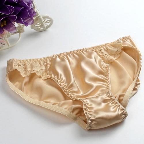 100% Silk Lace Panties Female Antibiotic Womens Low-Waist Briefs Sweat Absorbing Breathable