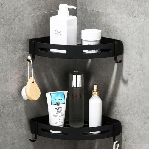 Corner Bathroom Shelf Wall Mounted Black Aluminum Shower Shelf Shampoo Holder Basket Holder Corner shelf