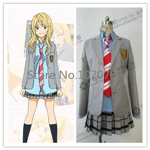 Your Lie in April Shigatsu wa Kimi no Uso Kaori Miyazono Tsubaki Sawabe Cosplay Costume