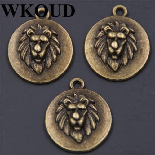 WKOUD 10pcs Vintage Bronze Alloy Vivid Lion Necklace Charm Bracelet Man Pendant Jewelry Craft Hot Sale A177