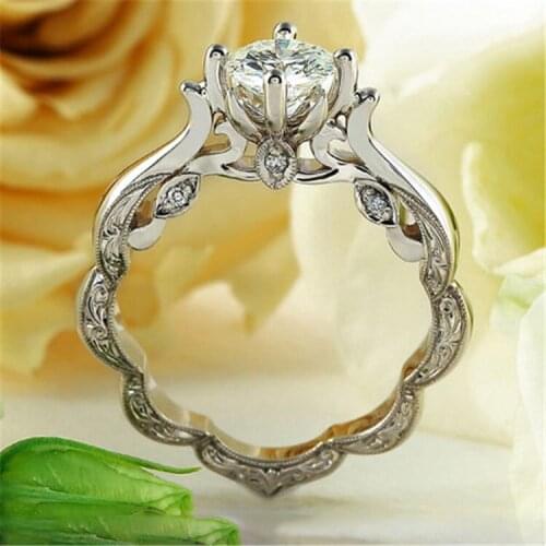 WYJZY New carved zircon ring for women fashion ladies engagement ring beautiful birthday gift jewelry