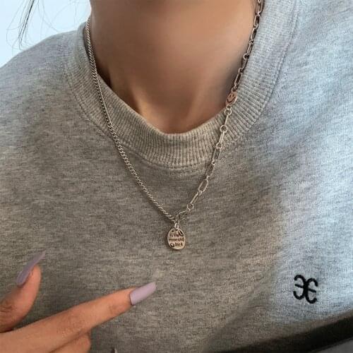 New 925 Sterling Silver Smile Pendant Necklace Vintage Tag Letters Necklace For Women Girls Fashion Jewelry Gift