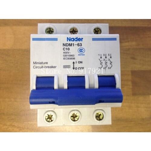 [ZOB] The letter NDM1-63 Nader genuine new C10 mini circuit breaker 3P10A air switch --10PCS/LOT