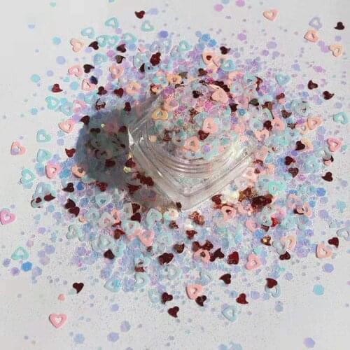 1Bag Mixed Heart&Hexagon&Hollo Heart Ultra thin Sequins For Nail Art Decoration Makeup Facepaint Valentines Day Sequins MD140