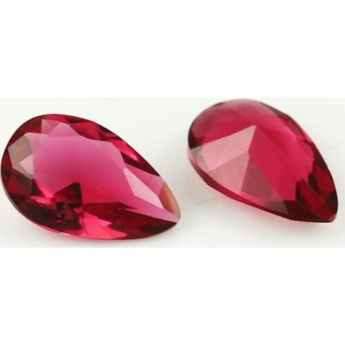 100pcs 3x3~10x10mm Pear Shape Loose Stone Rose Red Color Glass Synthetic Gems For Jewelry DIY Stone