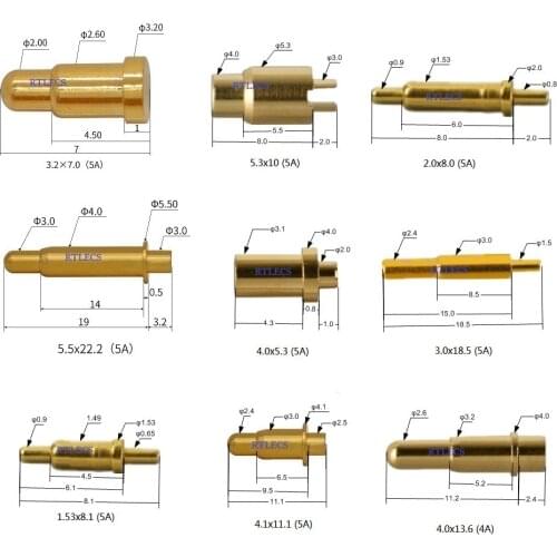 2 pcs 5 A Pogo pin Connector Low Voltage High Current 4 Amp 5 Amps 12V DC Gold plated 3um Contact Pin Spring Loaded Probe