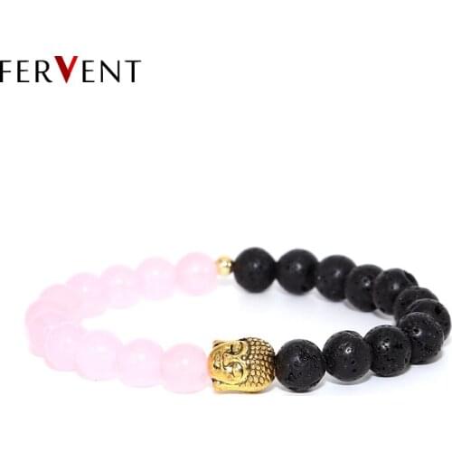 2018 Drop shipping Antique Plated buddha Charm Natural Stone lava Beads chaka bracelet for man and women Buddhist bracelet
