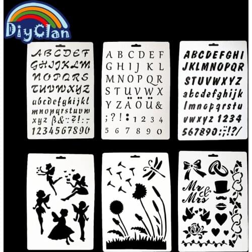 26 alphabet Cake Stencils Cupcake Decorating number Template Mold Baking angel Flower Accessories stencil for diy scrapbooking