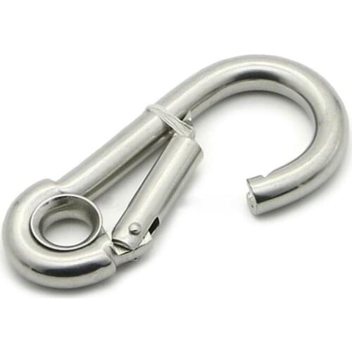 5pcs M12 Silver Multifunctional Eyelet Spring shap Quick hook Chain Fastener Hook Carabiner Stainless Steel Hiking Camping