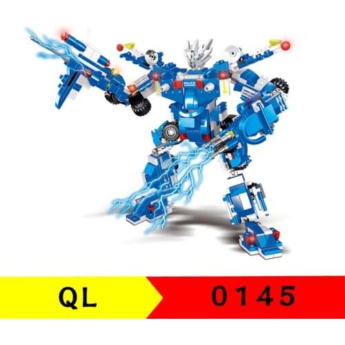 820PCS QL0145B Military Machine Change Special Police Series Childrens Educational Assembling Toy Building Block Gift