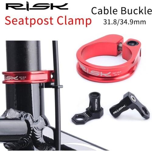 RISK 31.8/34.9mm Aluminium Bike Seatpost Clamp Ultralight MTB Mountain Road Bicycle Seat Post Clamp With Cable Organizer