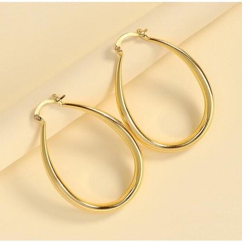 Exaggerated large circle hoop earrings simple party oval circle alloy hoop earrings ladies jewelry
