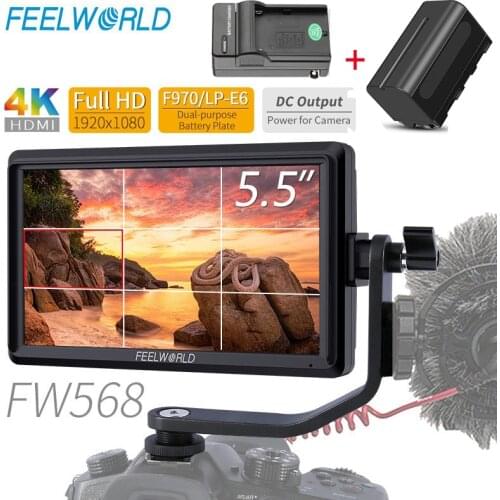 FEELWORLD FW568 5.5 inch LCD DSLR Camera Field Monitor Small Full HD 1920x1080 IPS 4K HDMI Video Focus Assist include Tilt Arm