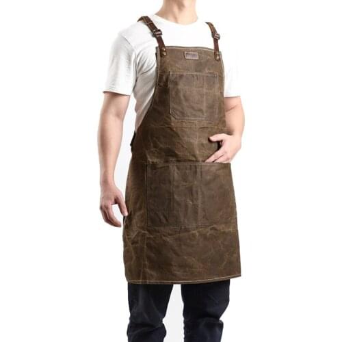 Tool Apron Oil Wax Canvas With Leather Apron Gardening Aprons Tool Barbecue Barber Carpenter Painter Repairmans clothes WF107