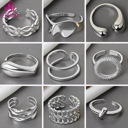 Simple Smooth Wave Finger Ring Punk Crystal Geometry Irregular Geometry Mens Wedding Couple Ring Unusual Ring for Girls