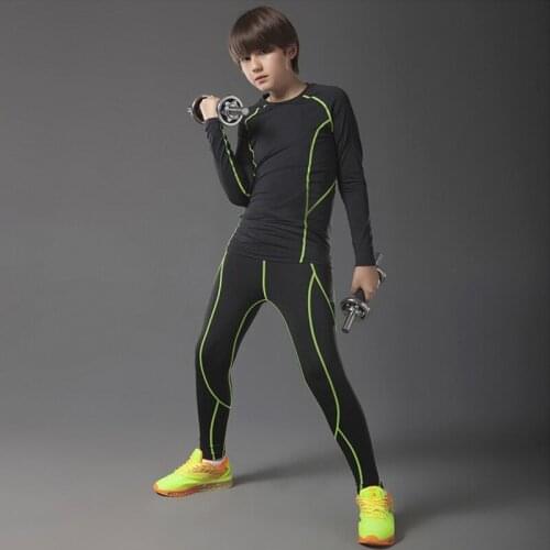 New boys And Girls Winter Sportswear Suits Sports Field Training Warm Bottoming Clothes Compression Jogging Set Running Tights