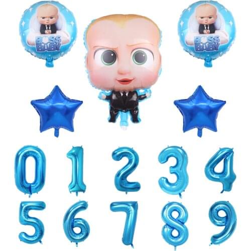Boss baby 1st birthday party Decorations Tableware Cup Plate Napkin 32 Inch Big Air Helium Number Balloon baby shower Supplies