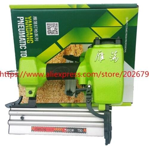 Air Nailer Gun T-50 Straight Nail Gun Air Nailer 15-50mm Straight Nail 1.6mm Nail Diameter Air Stapler 4-8 Bar Air Nail 8mm Pipe
