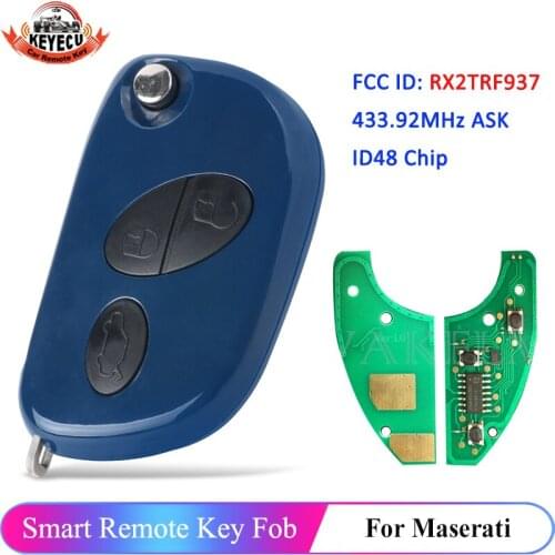 KEYECU Replacement Remote Car Key Shell Case Fob 3 Button for Maserati Quattroporte,GranTurismo 2005-2011FCC ID: RX2TRF937