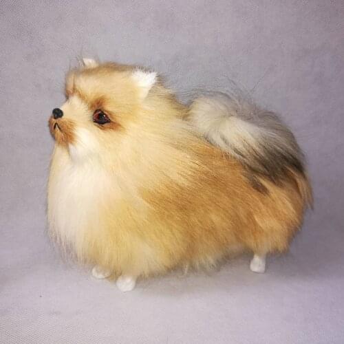 Real life toy pomeranian 23x20cm model polyethylene&furs standing dog model home decoration props ,model gift h0676