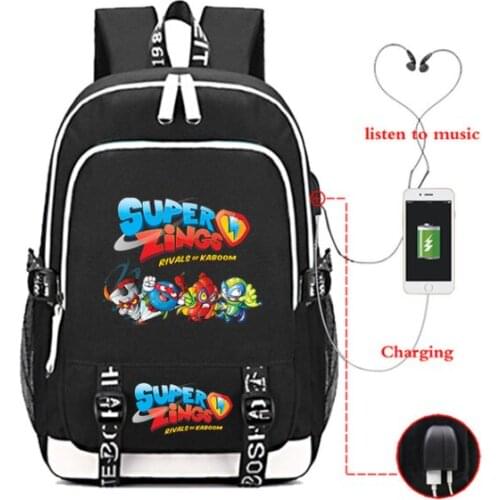 New Super Zings Unisex USB Charging Backpack Laptop Bag Capacity Backpack Multi-functional Travel Mochila Feminina