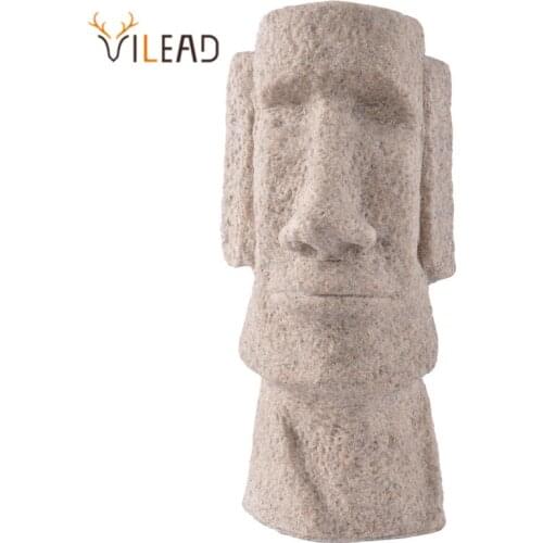 VILEAD 5 Style Stone Easter Island Moai Statuettes Pukao Figurines Easter Day Decoration Ornaments For Home Store Living Room