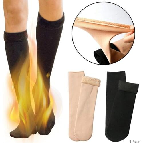 Winter socks 1pair New Fashion Woman Warm Long Thickening Plus Velvet Snow Socks Calf Socks Knee Socks
